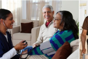 nurses taking care of senior citizens in their homes