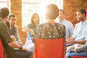 therapist talking during session