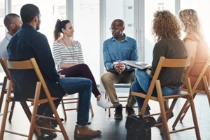 group therapy session with diverse Washington DC intensive outpatient patients