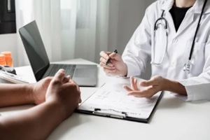 outpatient treatment doctor meeting with a patient