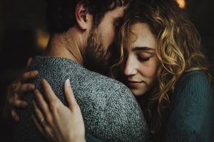 Couple Representing Anxious Attachment Style with Emotional Hug