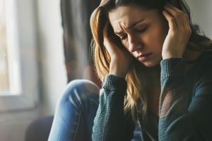 Woman Suffering from Stigma Sitting at Home