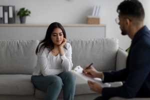 Therapist Writing Treatment Plan for a Mental Health Patient
